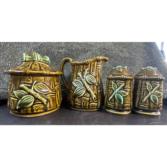 Flambro Ceramic Bamboo Design Kitchen Set c1970 - Picture 5 of 9